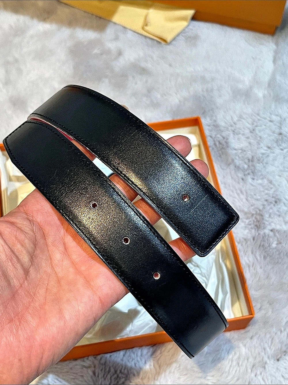 Hermès Constance Reversible Belt 32mm Red & Black Size 60